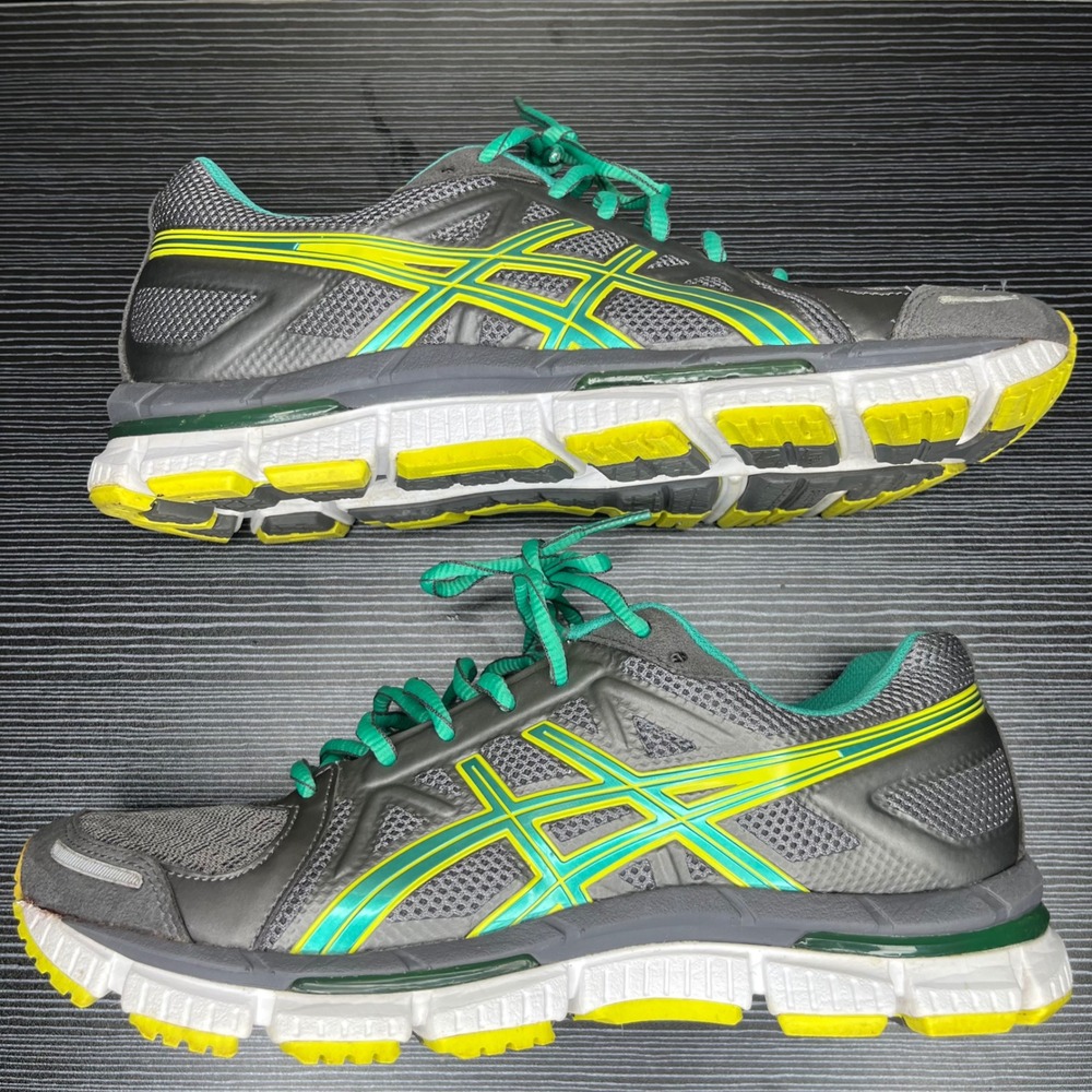 ASICS Running Shoes Gel-Neo33 Mens 8.5‎ Gray Teal Yellow Mesh Athletic Sneakers